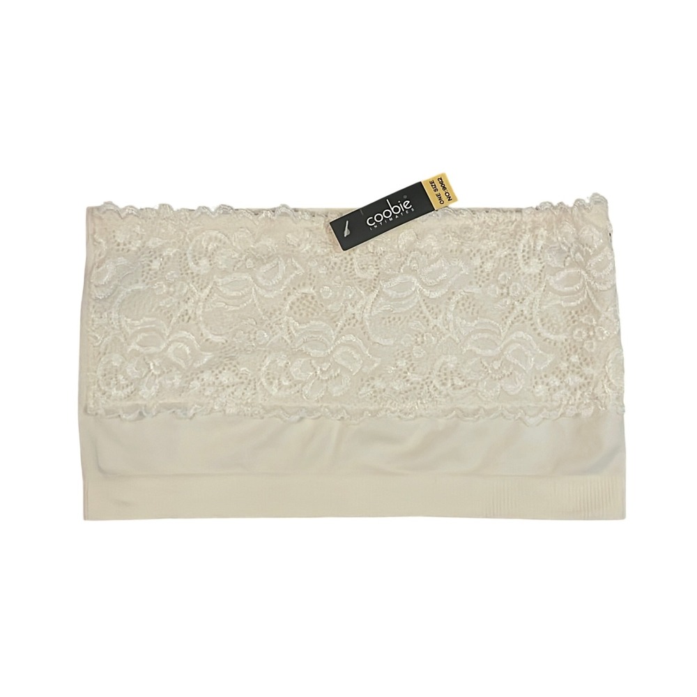 Coobie Intimates Ivory Lace Bandeau Bra Strapless Seamless Tube Top O/S 9062